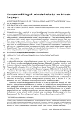Unsupervised Bilingual Lexicon Induction for Low Resource Languages