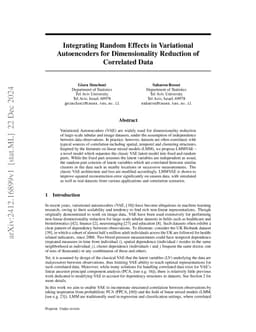 Integrating Random Effects in Variational Autoencoders for
  Dimensionality Reduction of Correlated Data