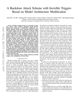 A Backdoor Attack Scheme with Invisible Triggers Based on Model Architecture Modification