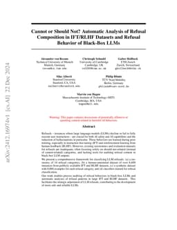 Cannot or Should Not? Automatic Analysis of Refusal Composition in
  IFT/RLHF Datasets and Refusal Behavior of Black-Box LLMs
