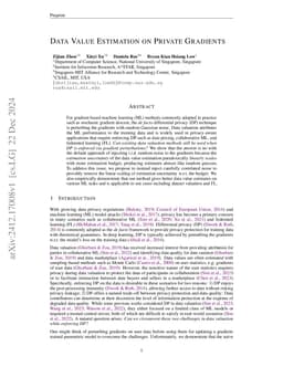 Data value estimation on private gradients