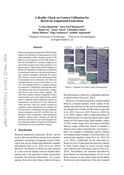 A Reality Check on Context Utilisation for Retrieval-Augmented
  Generation