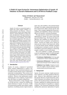 A Multi-AI Agent System for Autonomous Optimization of Agentic AI
  Solutions via Iterative Refinement and LLM-Driven Feedback Loops