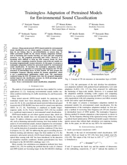 Trainingless Adaptation of Pretrained Models for Environmental Sound
  Classification