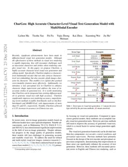 CharGen: High Accurate Character-Level Visual Text Generation Model with
  MultiModal Encoder