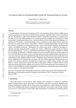A Coalition Game for On-demand Multi-modal 3D Automated Delivery System
