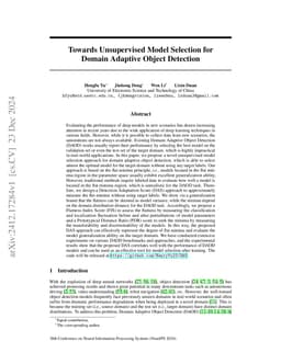 Towards Unsupervised Model Selection for Domain Adaptive Object
  Detection