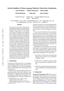 On the Feasibility of Vision-Language Models for Time-Series Classification