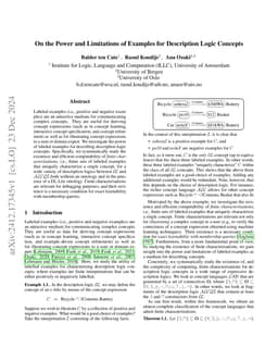 On the Power and Limitations of Examples for Description Logic Concepts