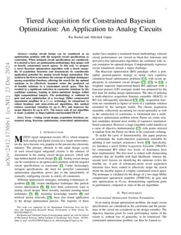 Tiered Acquisition for Constrained Bayesian Optimization: An Application
  to Analog Circuits
