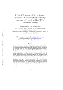 Is ChatGPT Massively Used by Students Nowadays? A Survey on the Use of
  Large Language Models such as ChatGPT in Educational Settings