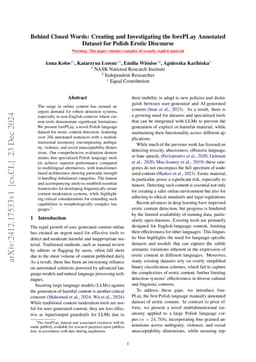 Behind Closed Words: Creating and Investigating the forePLay Annotated Dataset for Polish Erotic Discourse