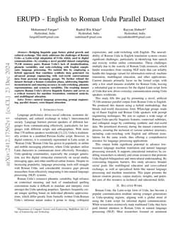 ERUPD -- English to Roman Urdu Parallel Dataset