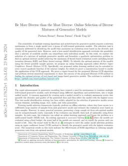 Be More Diverse than the Most Diverse: Optimal Mixtures of Generative Models via Mixture-UCB Bandit Algorithms