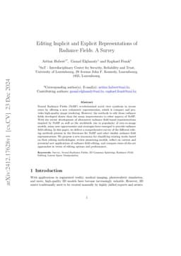 Editing Implicit and Explicit Representations of Radiance Fields: A
  Survey