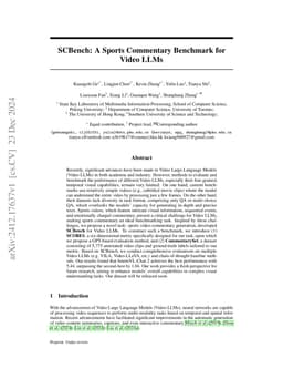SCBench: A Sports Commentary Benchmark for Video LLMs