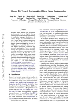 Chumor 2.0: Towards Benchmarking Chinese Humor Understanding