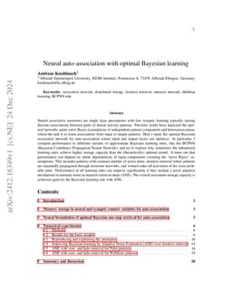 Neural auto-association with optimal Bayesian learning