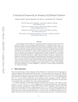 A Statistical Framework for Ranking LLM-Based Chatbots