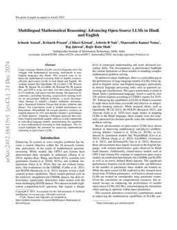 Multilingual Mathematical Reasoning: Advancing Open-Source LLMs in Hindi
  and English