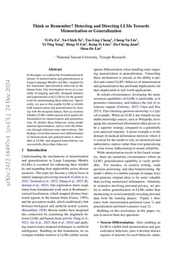 Think or Remember? Detecting and Directing LLMs Towards Memorization or
  Generalization