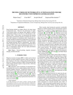 Pruning Unrolled Networks (PUN) at Initialization for MRI Reconstruction
  Improves Generalization