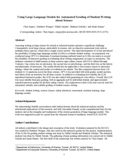 Using Large Language Models for Automated Grading of Student Writing
  about Science