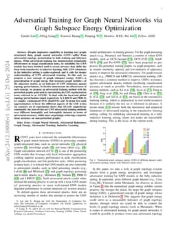 Adversarial Training for Graph Neural Networks via Graph Subspace Energy
  Optimization