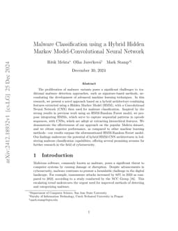 Malware Classification using a Hybrid Hidden Markov Model-Convolutional
  Neural Network