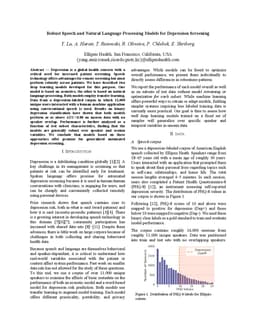 Robust Speech and Natural Language Processing Models for Depression
  Screening