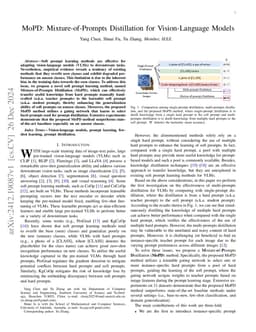 MoPD: Mixture-of-Prompts Distillation for Vision-Language Models