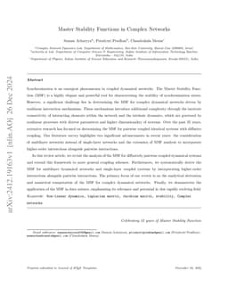 Master Stability Functions in Complex Networks