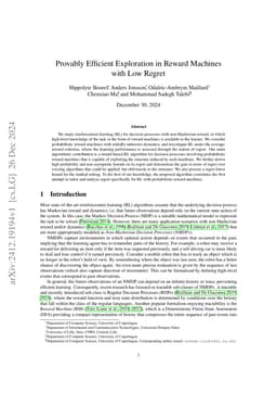 Provably Efficient Exploration in Reward Machines with Low Regret