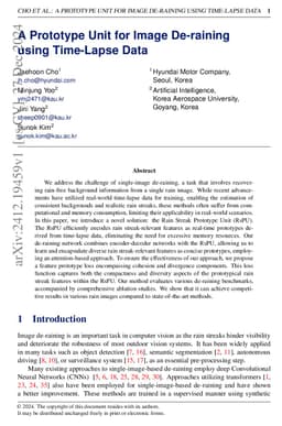 A Prototype Unit for Image De-raining using Time-Lapse Data