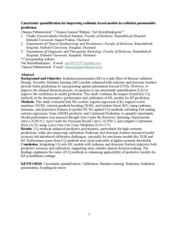 Uncertainty quantification for improving radiomic-based models in radiation pneumonitis prediction