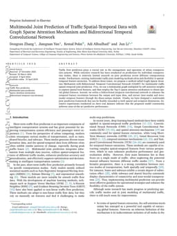 Multimodal joint prediction of traffic spatial-temporal data with graph sparse attention mechanism and bidirectional temporal convolutional network