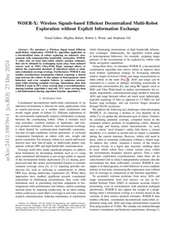 WiSER-X: Wireless Signals-based Efficient Decentralized Multi-Robot Exploration without Explicit Information Exchange