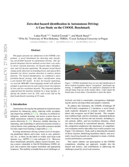 Zero-shot Hazard Identification in Autonomous Driving: A Case Study on the COOOL Benchmark