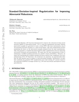 Standard-Deviation-Inspired Regularization for Improving Adversarial Robustness
