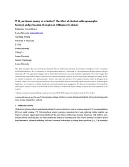 Will you donate money to a chatbot? The effect of chatbot anthropomorphic features and persuasion strategies on willingness to donate