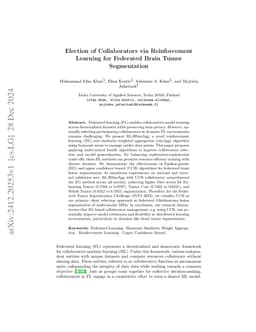 Election of Collaborators via Reinforcement Learning for Federated Brain Tumor Segmentation