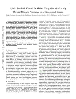 Hybrid Feedback Control for Global Navigation with Locally Optimal Obstacle Avoidance in n-Dimensional Spaces