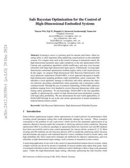 Safe Bayesian Optimization for the Control of High-Dimensional Embodied Systems