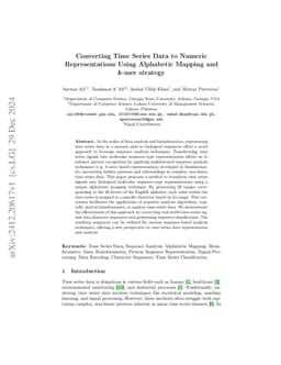 Converting Time Series Data to Numeric Representations Using Alphabetic Mapping and k-mer strategy