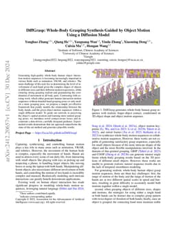 Diffgrasp: Whole-Body Grasping Synthesis Guided by Object Motion Using a Diffusion Model