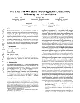 Two Birds with One Stone: Improving Rumor Detection by Addressing the Unfairness Issue