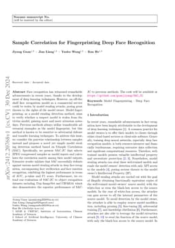 Sample Correlation for Fingerprinting Deep Face Recognition