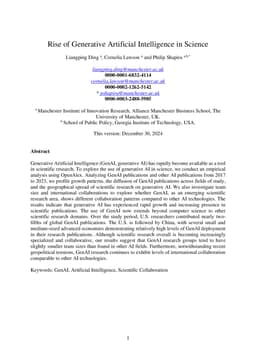 Rise of Generative Artificial Intelligence in Science
