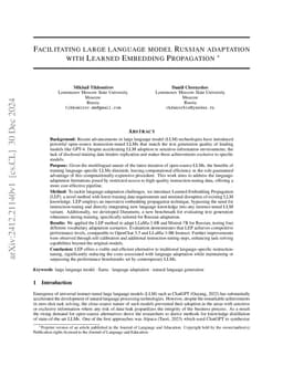 Facilitating large language model Russian adaptation with Learned Embedding Propagation