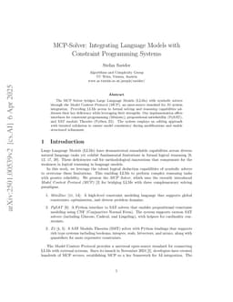 MCP-Solver: Integrating Language Models with Constraint Programming Systems